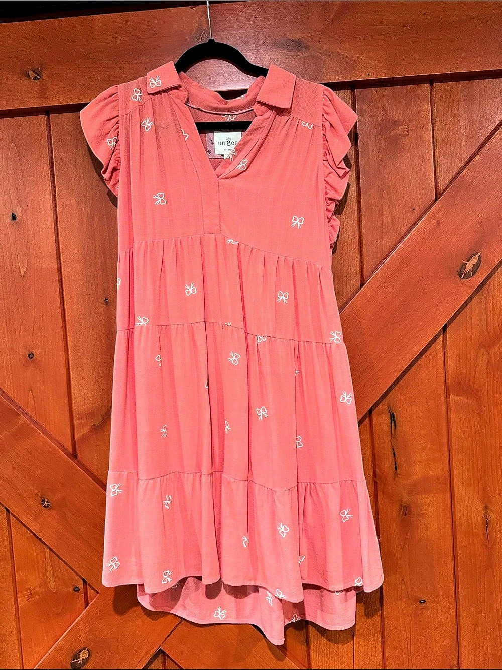 Umgee Pink Floral Ruffle Sleeve Dress